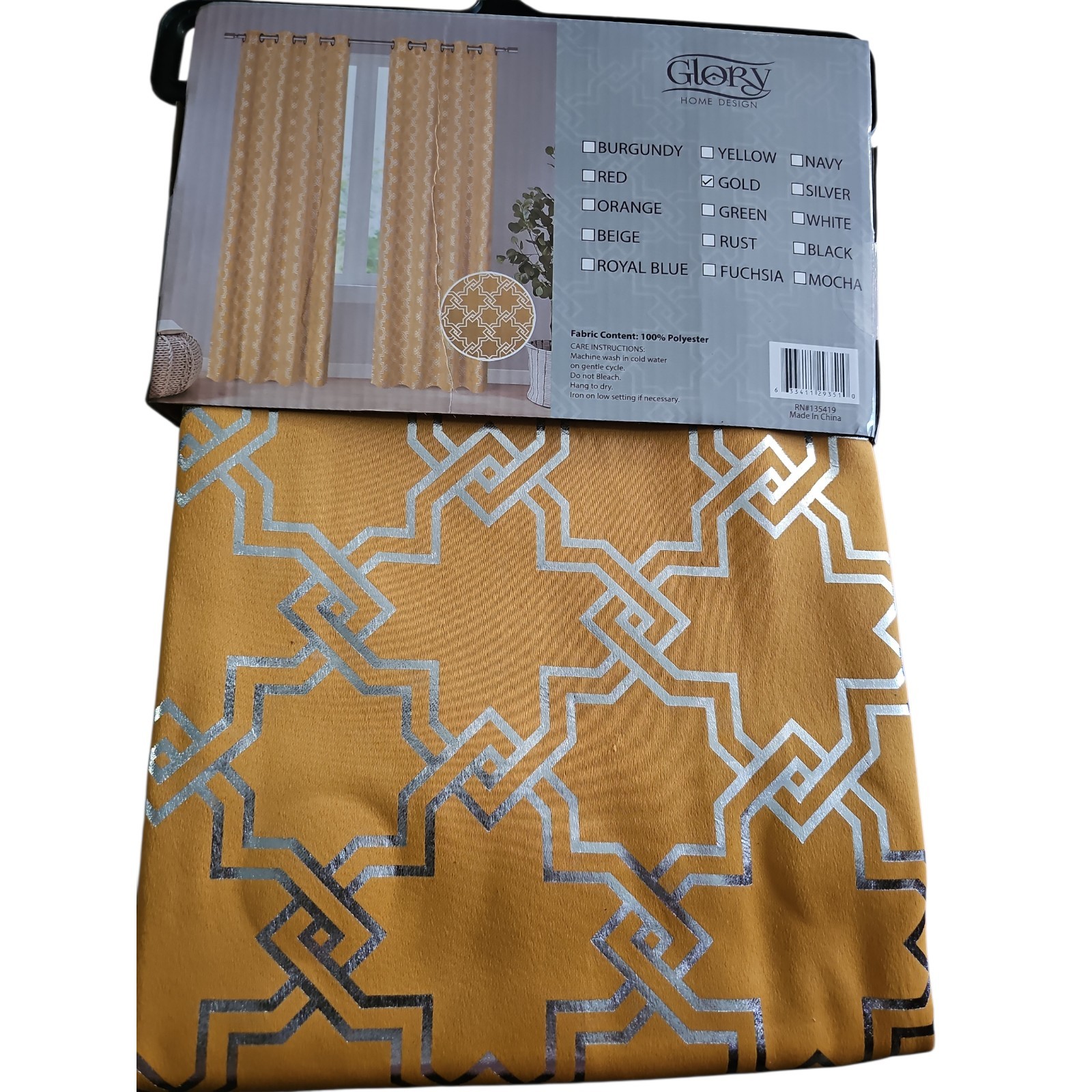 Glory Home Design Geometric Grommet Panel 54x84in Gold Silver