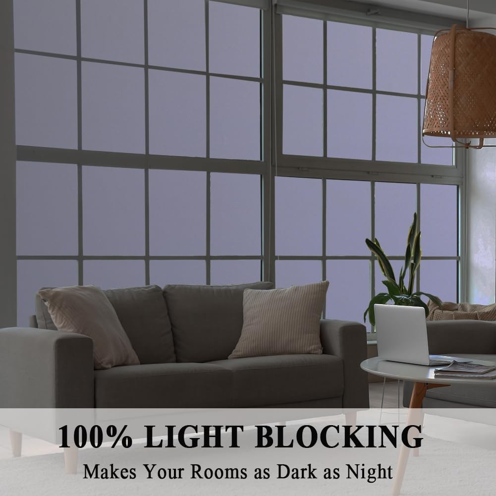Whiteout Blackout Room Darkening Window Film Privacy No Glue 17.5×78.7in