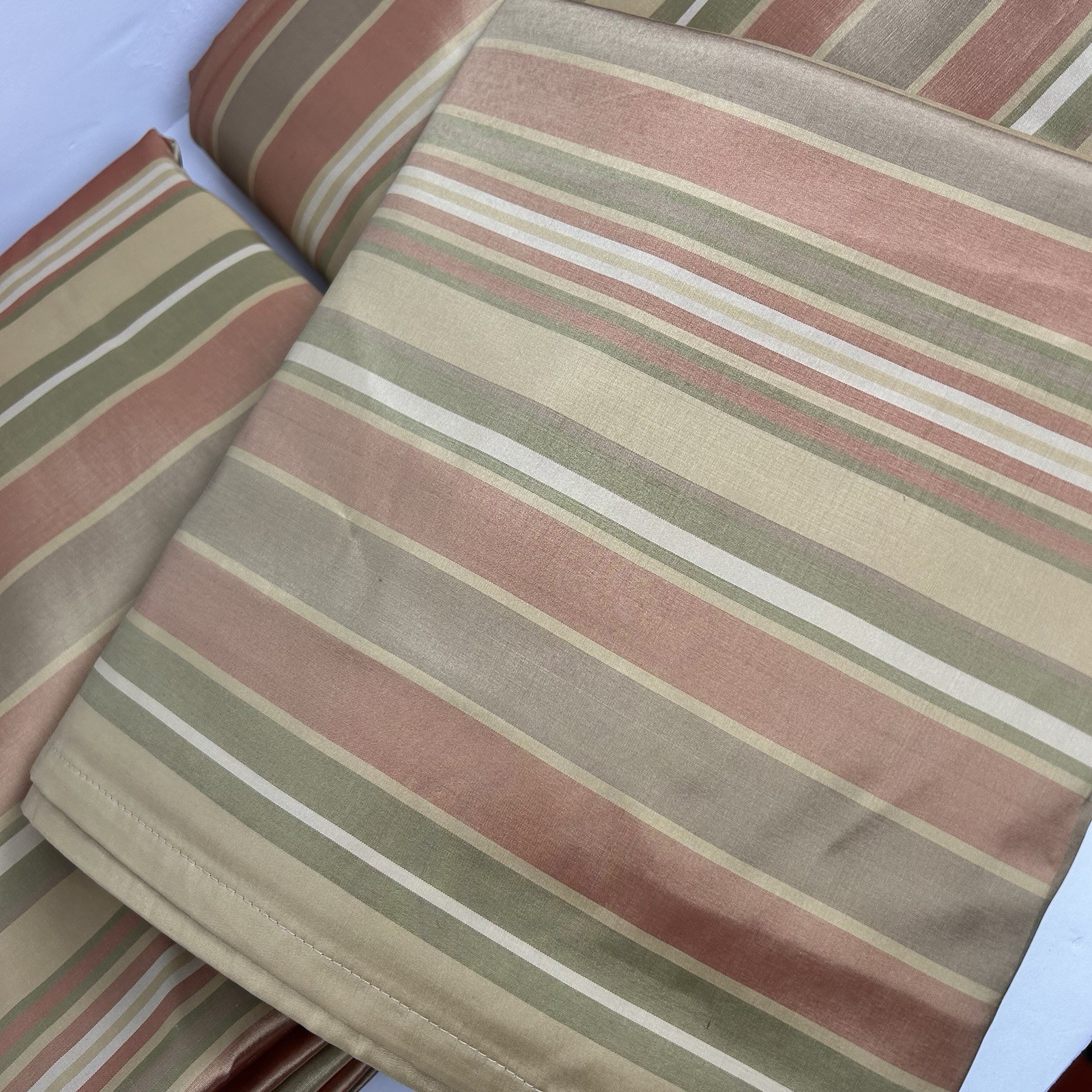 Pottery Barn Silk Drapery Panels Curtain Striped Multi Color Lined 50X84 3 Avail
