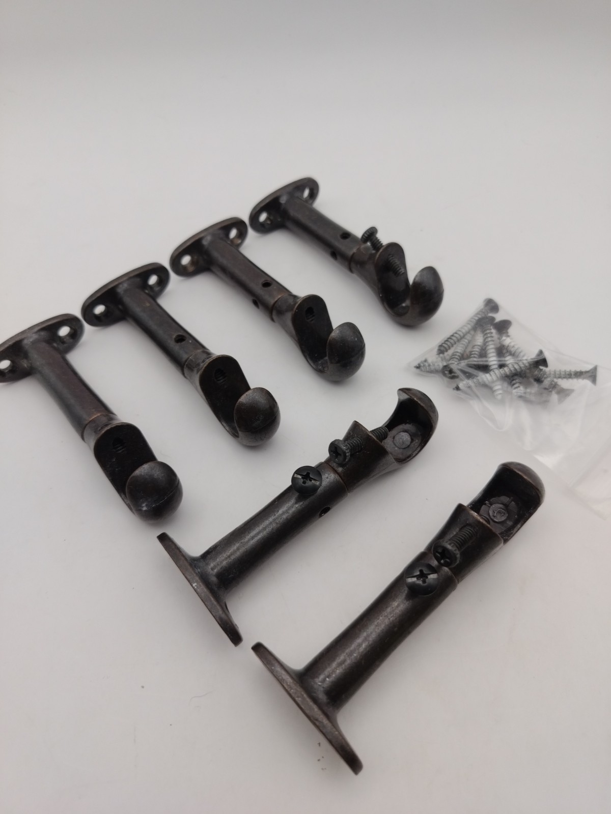 6 Adjustable Curtain Rod Holders 3.75–5″ Steel JM Fit 5/8″ Rod – Some Screws