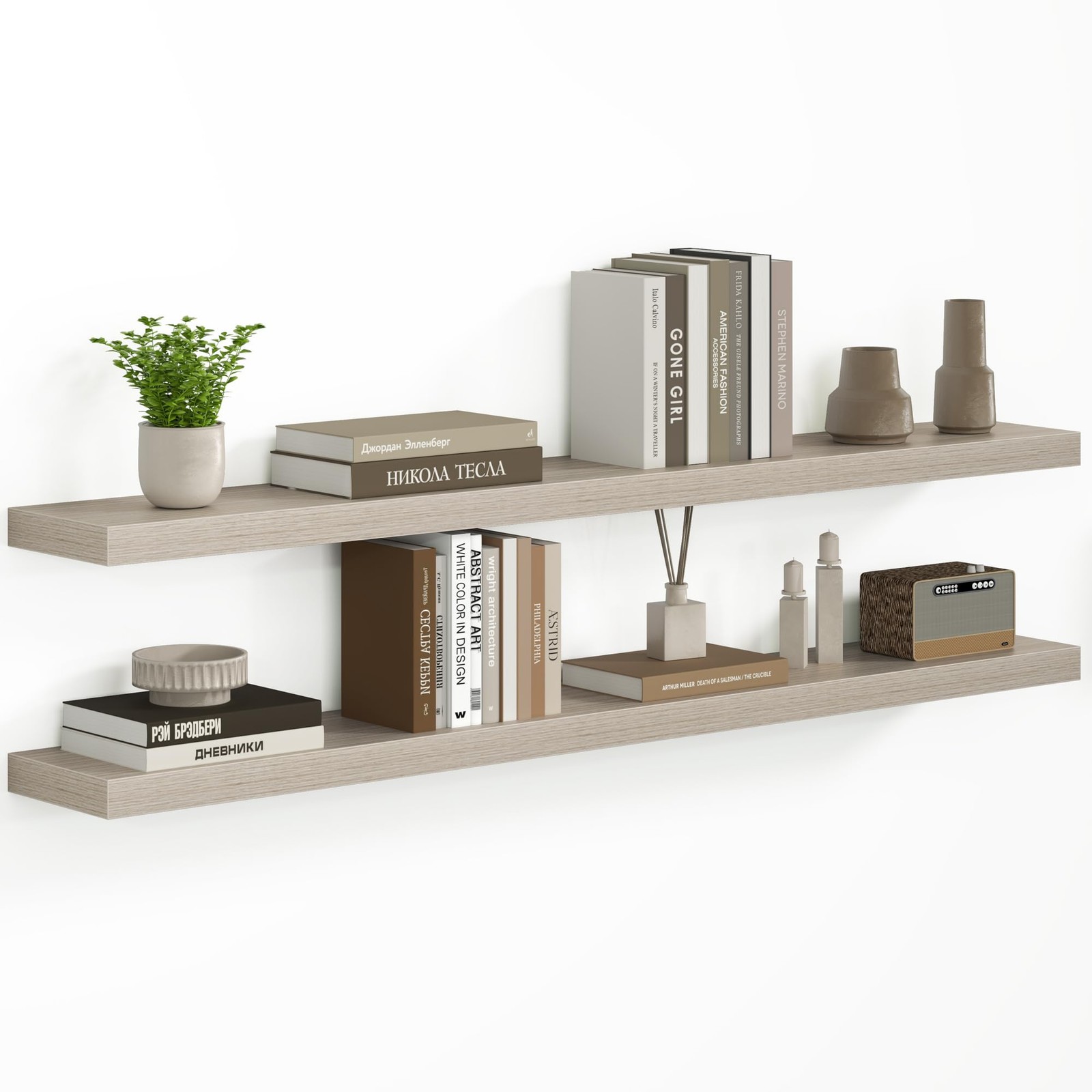 55 Inch Floating Shelves – Fireplace Mantel Shelf – Deep Wall Mounted Wood St…
