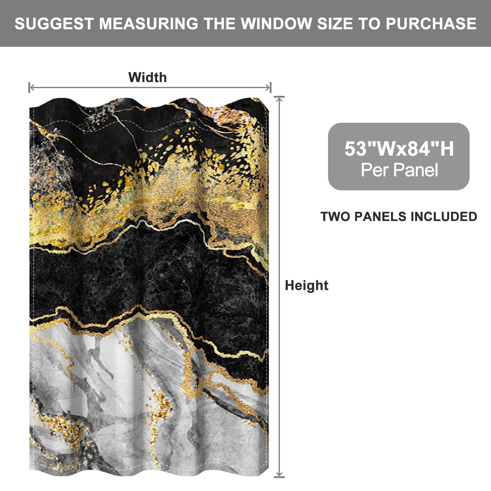 Baocicco Black Gold Marble Window Curtains For Bedroom And – Art Design