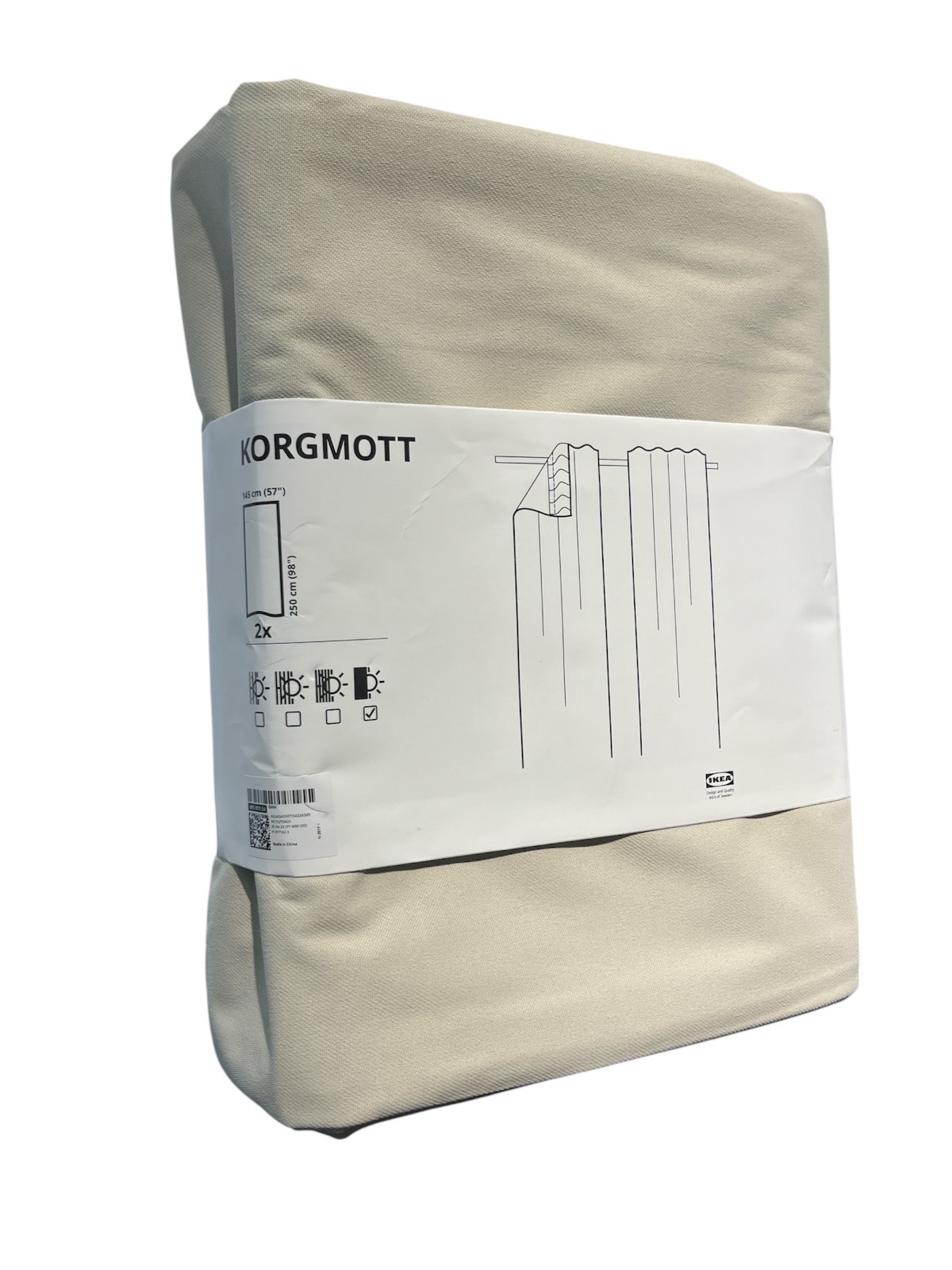 New IKEA KORGMOTT Blackout Curtains Beige 145×250 cm (57×98 “) 405.971.54