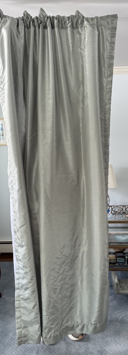 3 Pairs Of 84×54 Sage Green Faux Dupioni Rod Pocket Lined Drapes