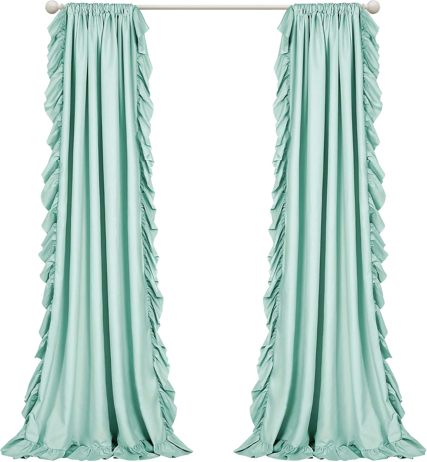 Reyna Ruffle Window Curtain Panel Set, Pair, 54″ W X 84″ L, Light Blue – Flowy C