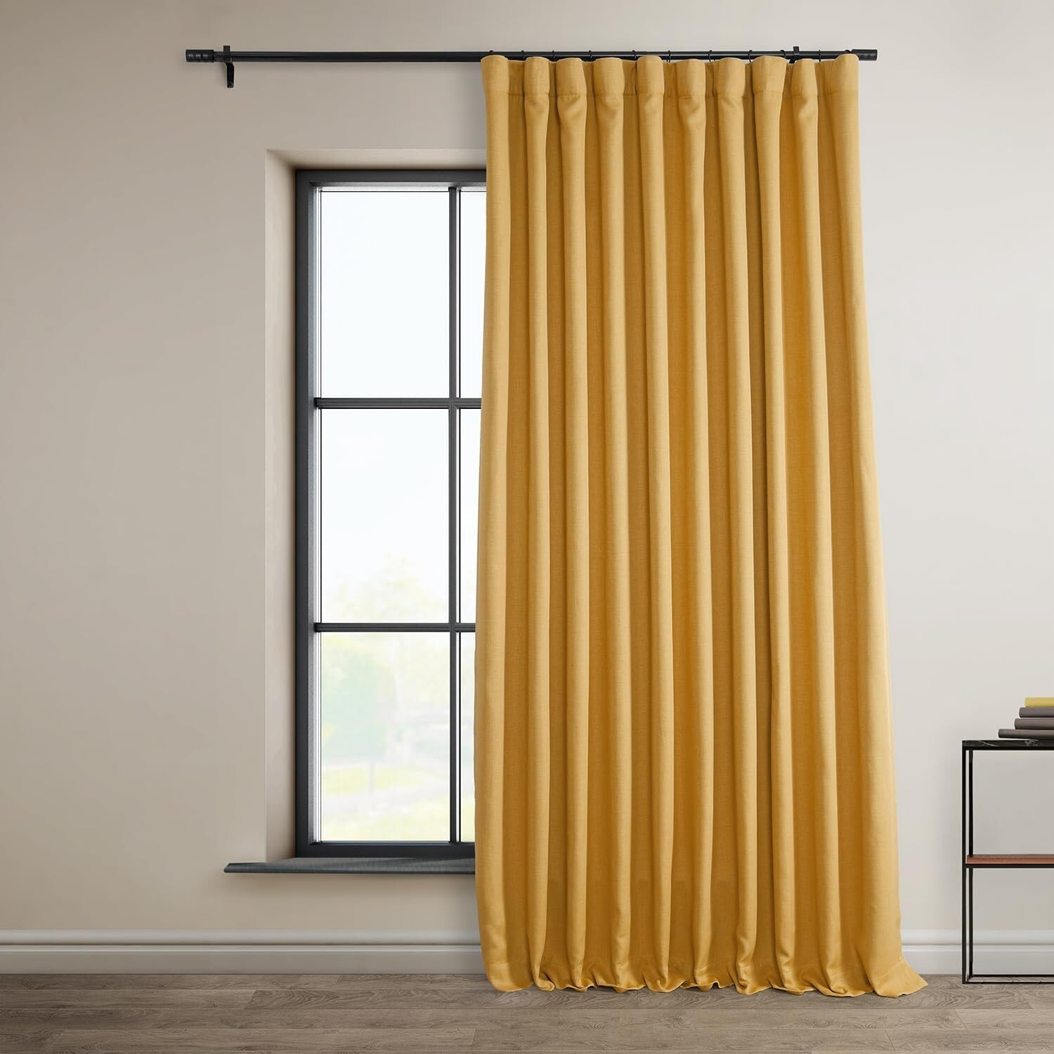 1 Panel Dandelion Gold 84″L x 100″W Linen Darkening Curtains For Living Room