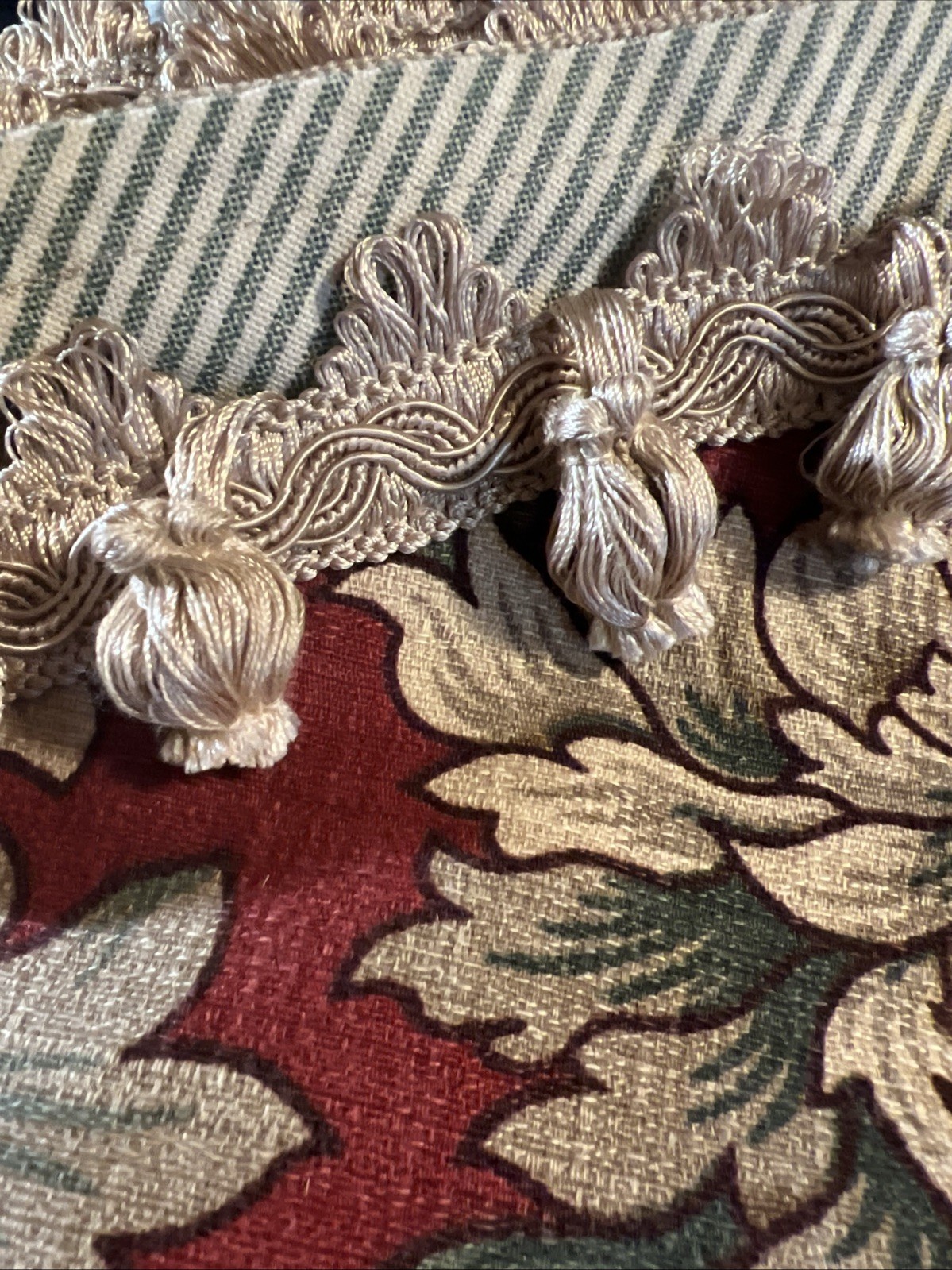 Vintage Custom Scalloped 130” Valances Set of 4 Floral Tapestry Lined w/ Fringe