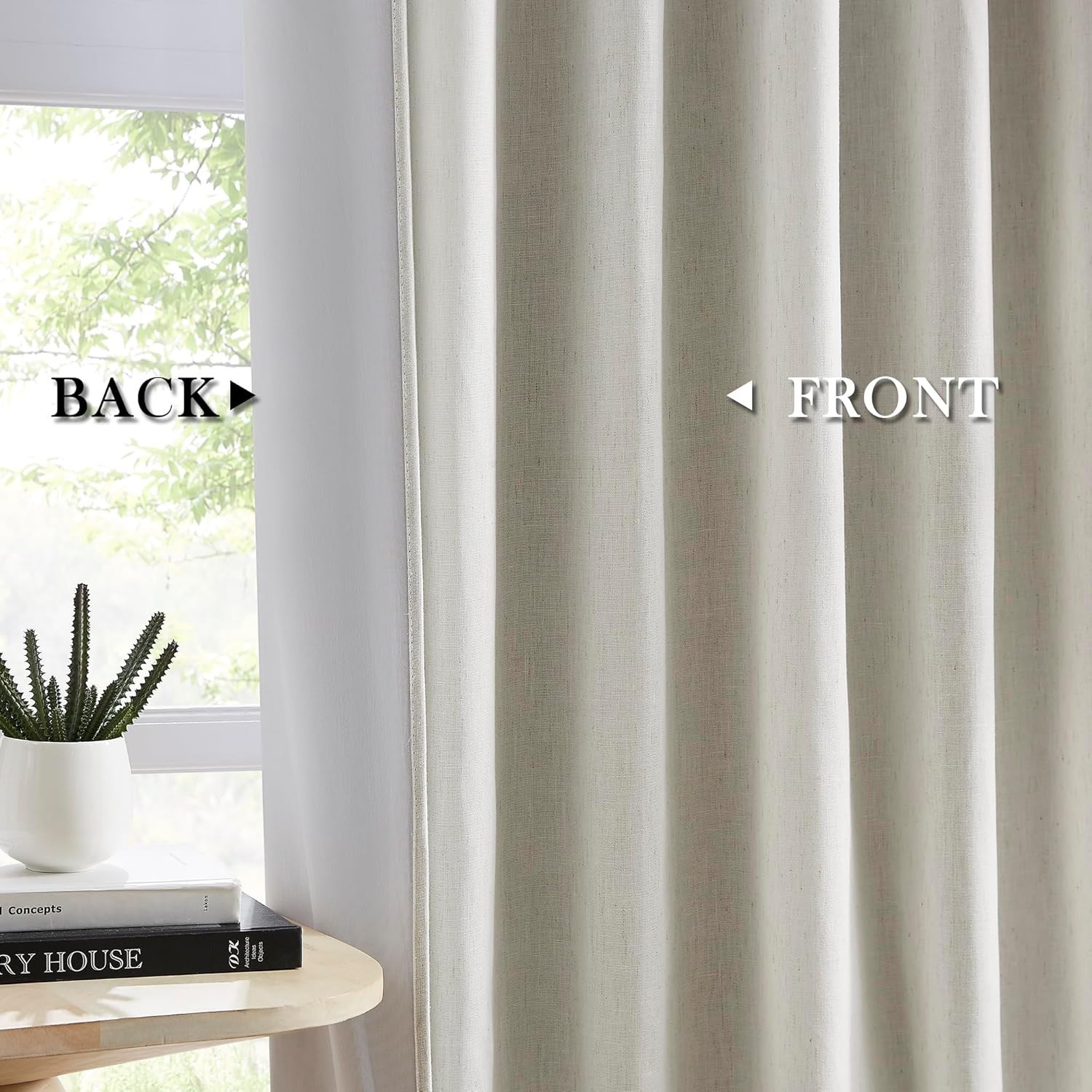 Pinch Pleat Linen Blend Curtains 108 Inch Long,Custom Made Floor to Ceiling Leng