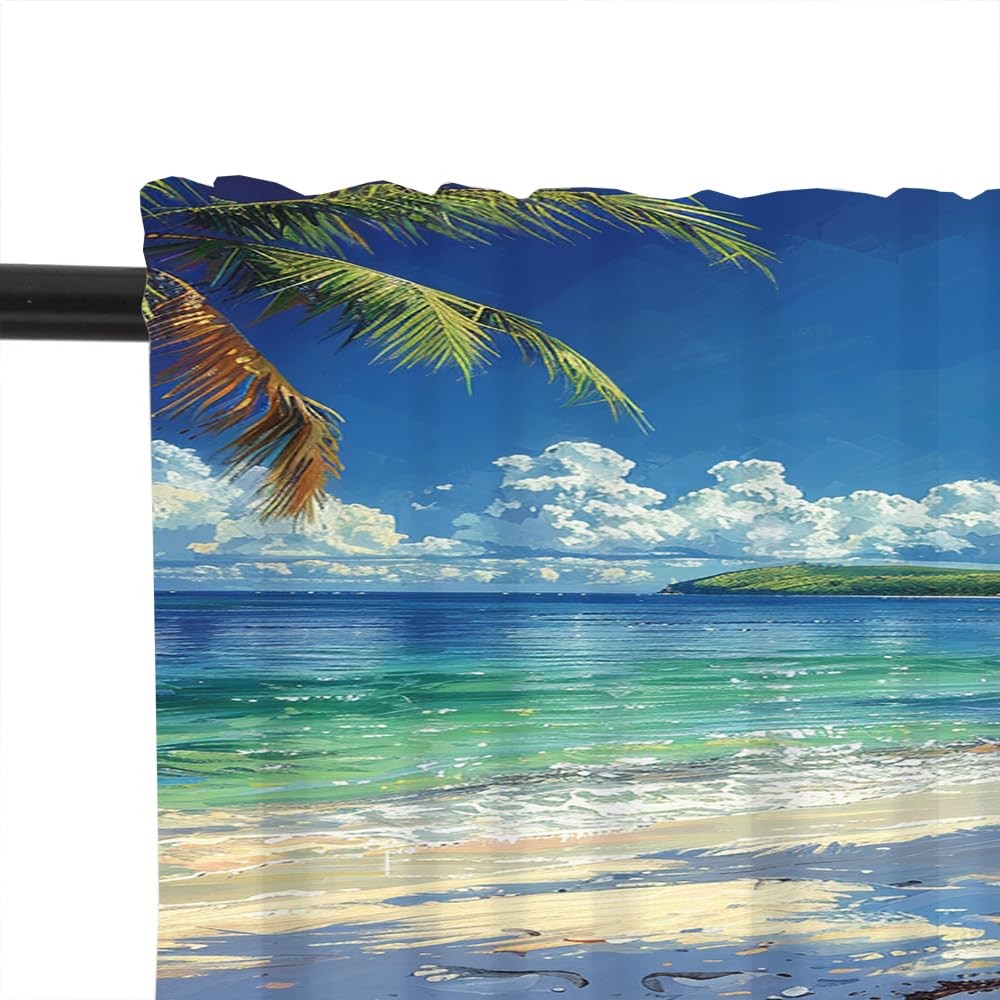 1 Panel Fantasy Sea Beach Chair Valance for Windows, Rod Pocket Nature Ocean …