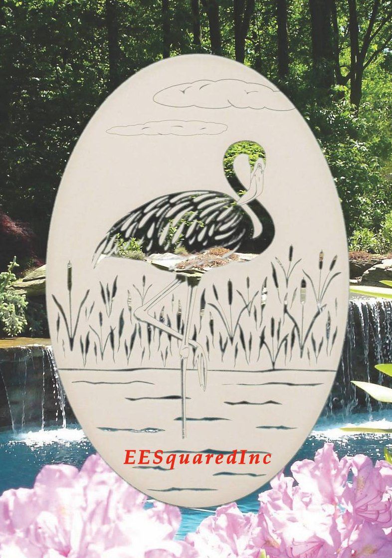 FLAMINGO STATIC CLING WINDOW DECAL New Oval 8×12 Tropical Bird Decor Left Facing