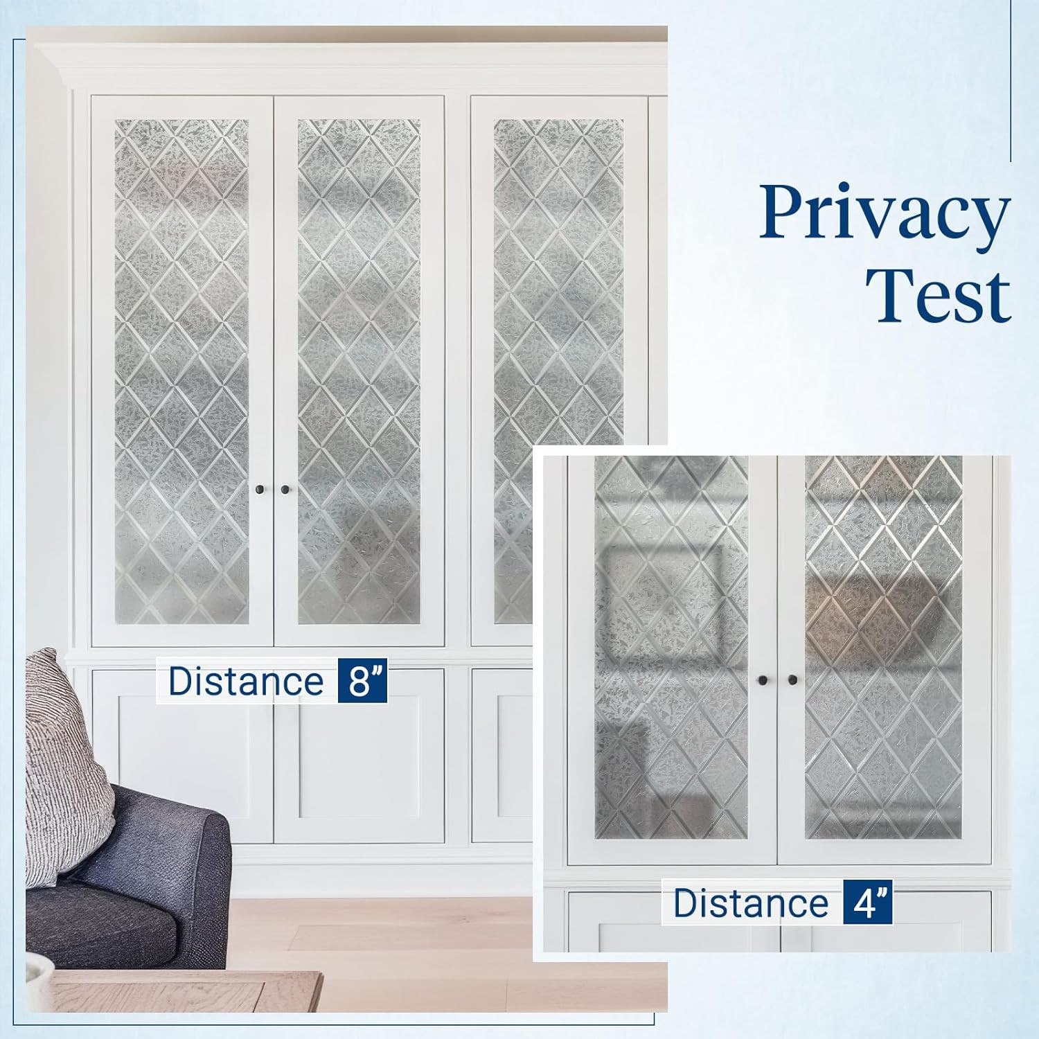 Window Privacy Film Decorative Frosted Glass Window Film, Sun Blocking Stained G
