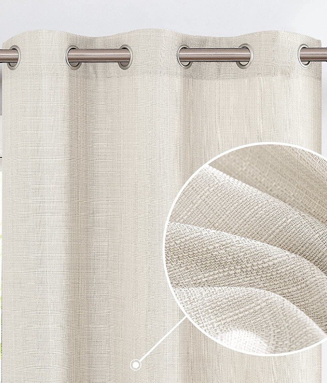 New No Pkg. Grommet Window Panels (2) Unlined 52″ X 94″ Slub Texture Beige