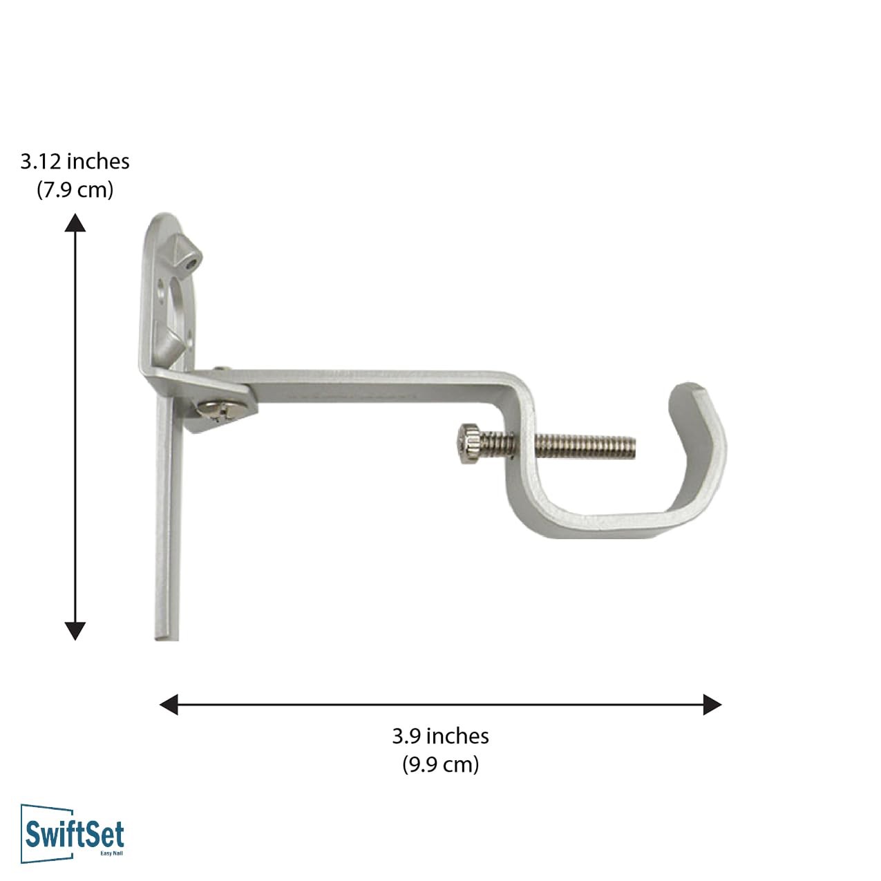 3 PCS Universal Curtain Rod Bracket Nickel Heavy Duty Steel No Drill Install