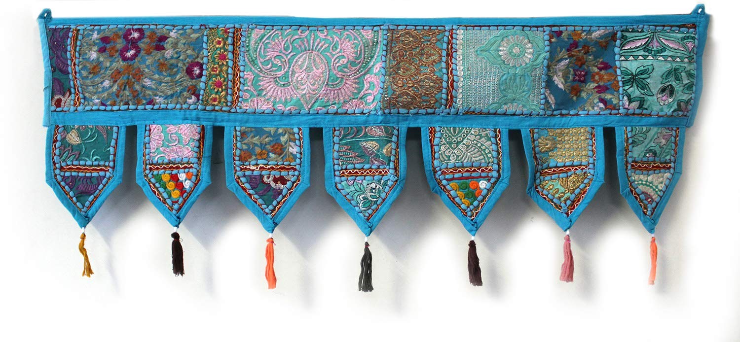 Indian Handmade Traditional Embroidered Toran Cotton Thoranam Door Living Roo…