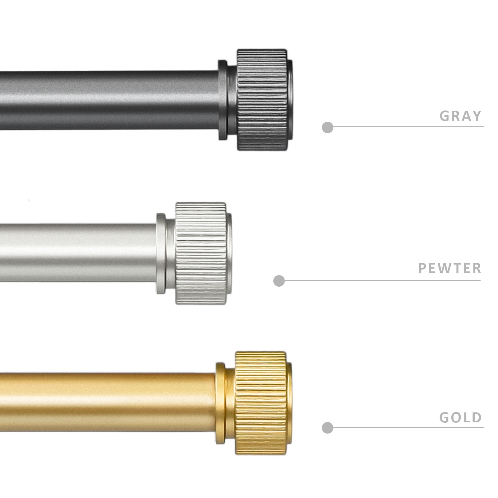 1-2 Pack 5/8″ Telescoping Single Curtain Rod Set with Poignee Finials, 28″-120″
