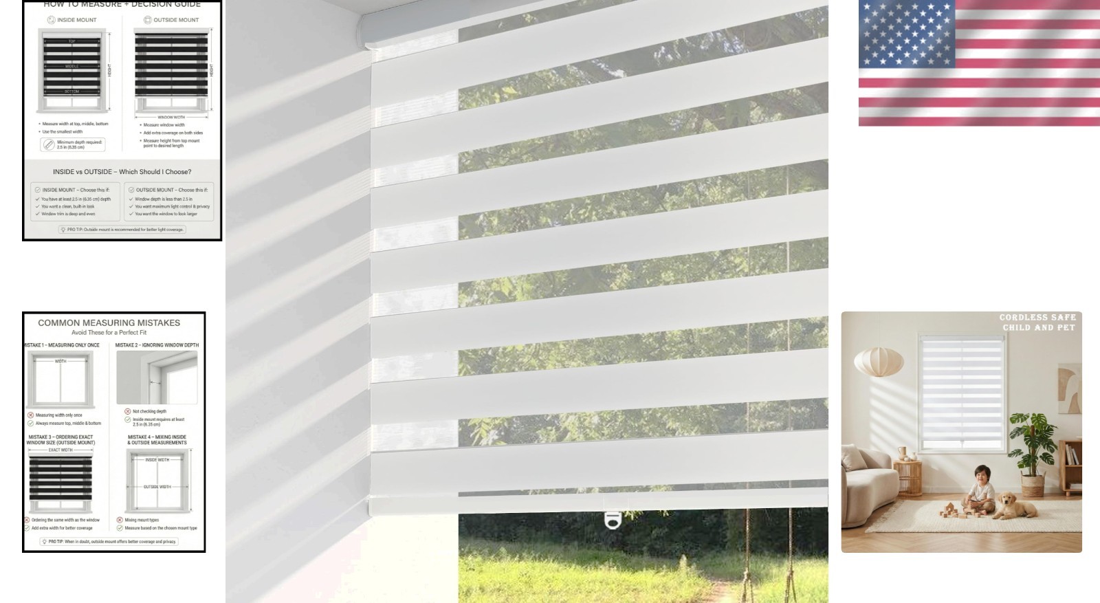 Cordless Zebra Blinds – 72″ Height, 22.5″ Width – Chic Light Filtering Privacy
