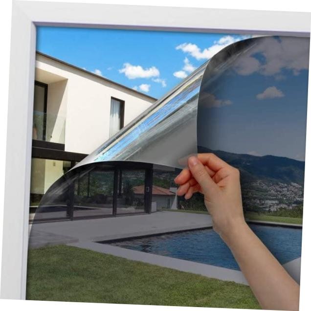 BDF 1SBL Window Film Static Cling Heat Rejection 35.4in X 07ft Blue & Silver