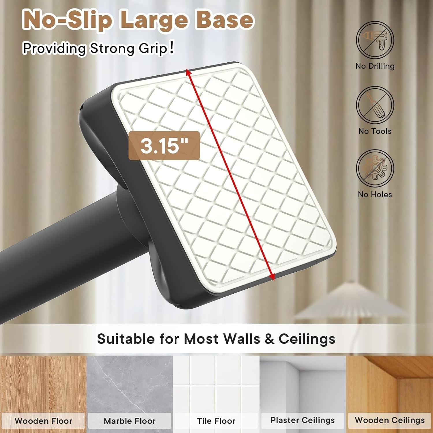 Room Divider Curtain Rod No Drilling Tension for Separation Tension Mounted New