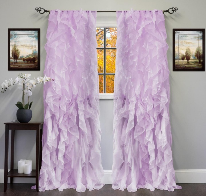 Sweet Home Collection 2 Pack Window Panel Sheer Voile Vertical Ruffled Waterfall