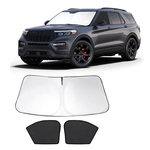 3PCS Car Window Shades Front Windshield Sun 3PC For 2020-2024 Fo-rd Explorer