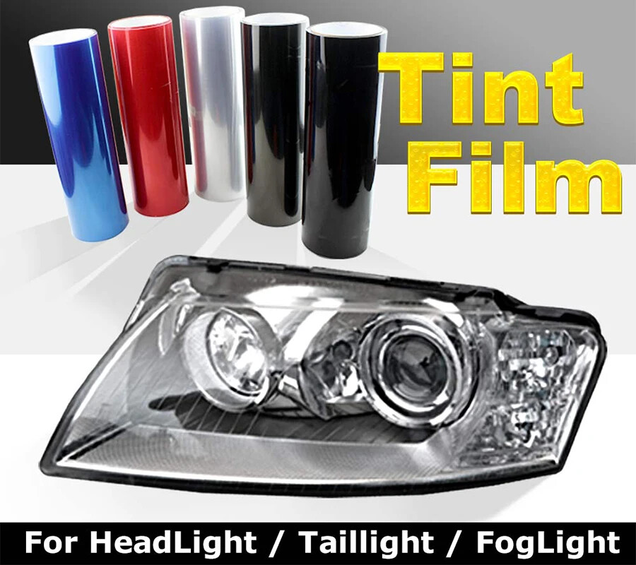 30cm Tint Film Lens Vinyl Wrap Sticker Smoke Dark Black Blue Red Transparent Car