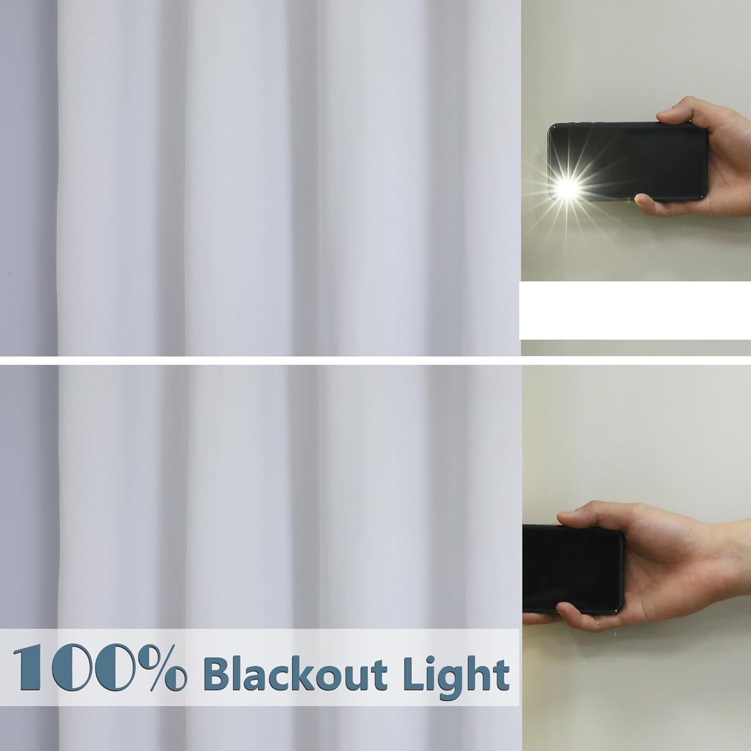 2 Panels 100% Blackout Curtain Liners, 100% Darkening Thermal Insulated Blackout