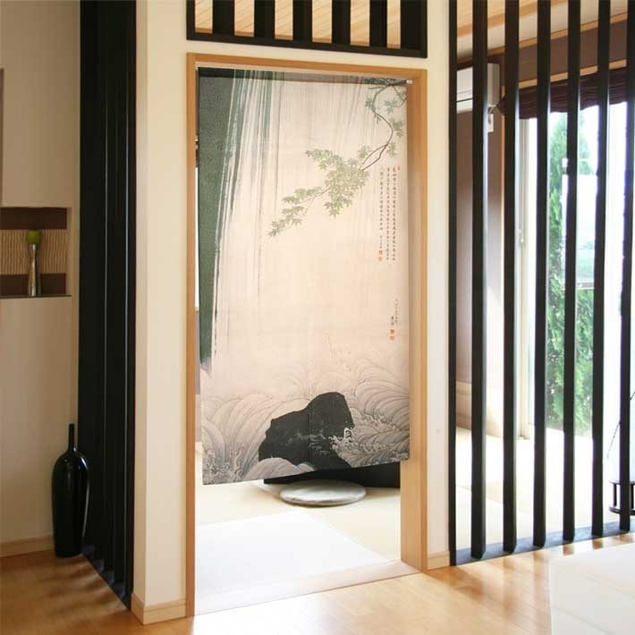 Yokoyama Taikan “Boat Pulling”Japanese Art Noren Zen Home Decor & Window Curtain