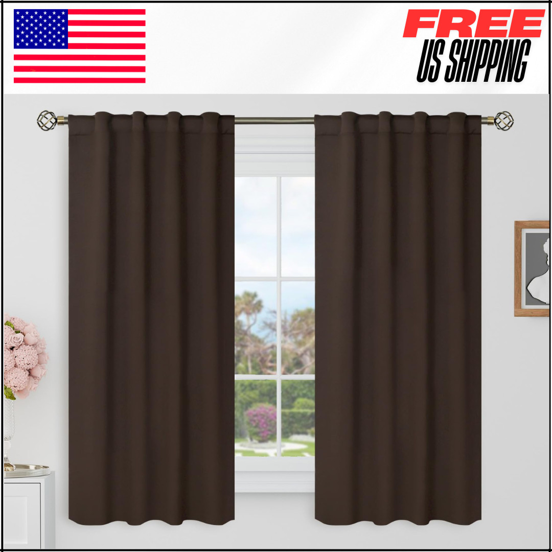 Blackout Curtains, 38 x 48″ For Windows Rod Pocket & Back Tab Thermal Insulated