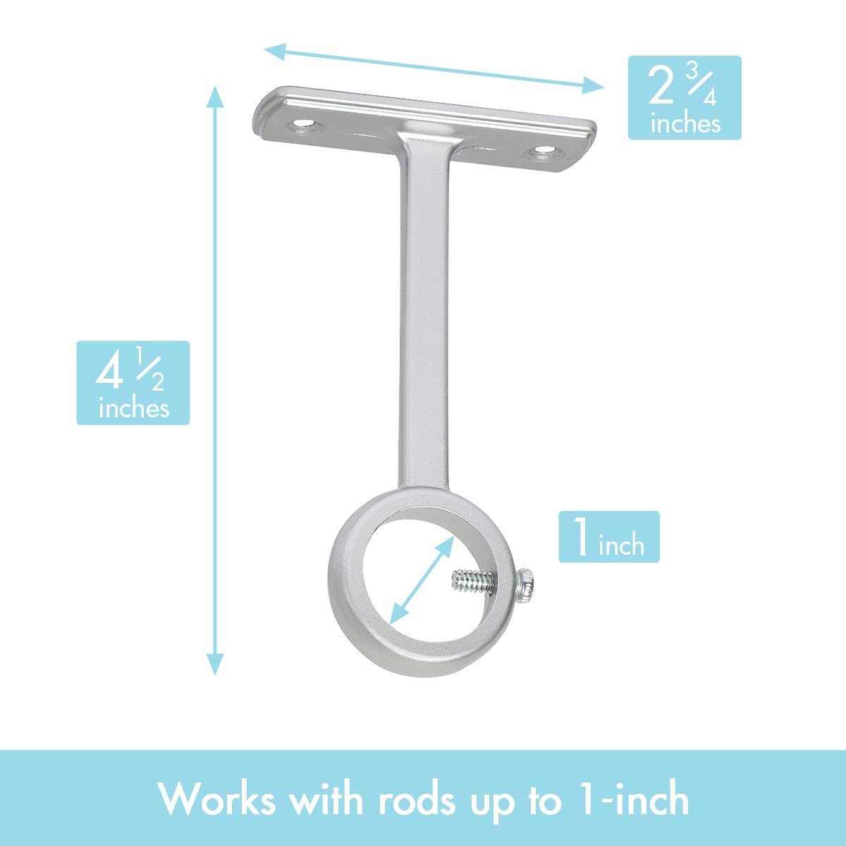 Heavy Duty Ceiling Or Wall Mounted Curtain Rod Brackets Set Of 2 Nickel