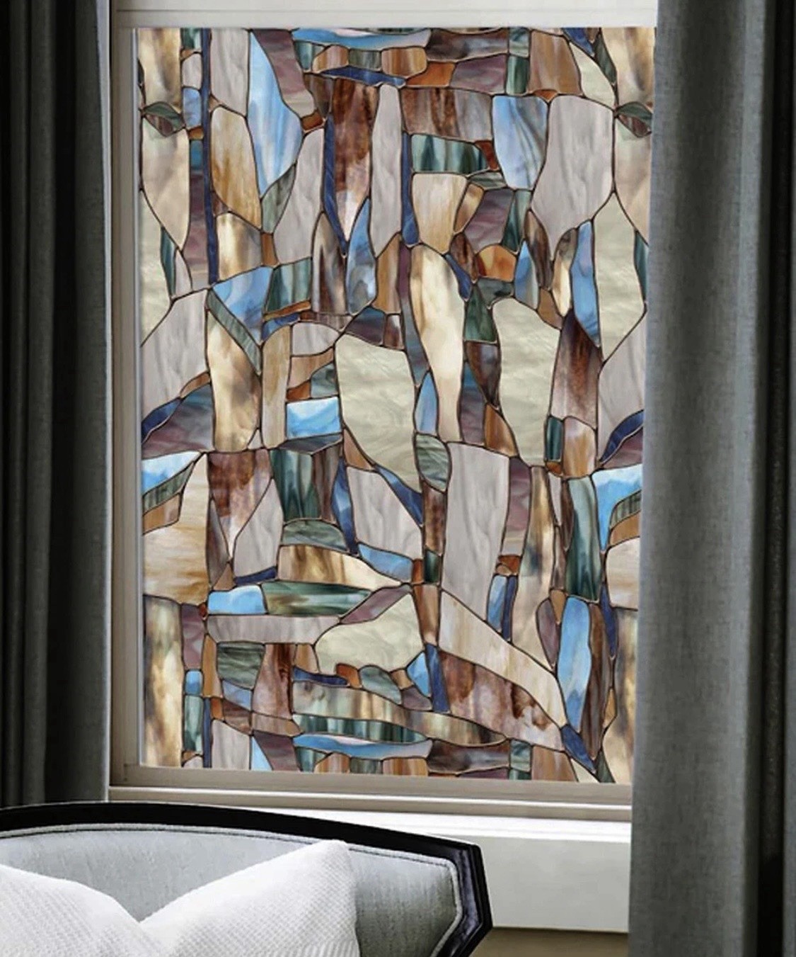 MESA Window Film Vinyl Multicolor Static Cling Stained Glass 24″ x 36″ USA
