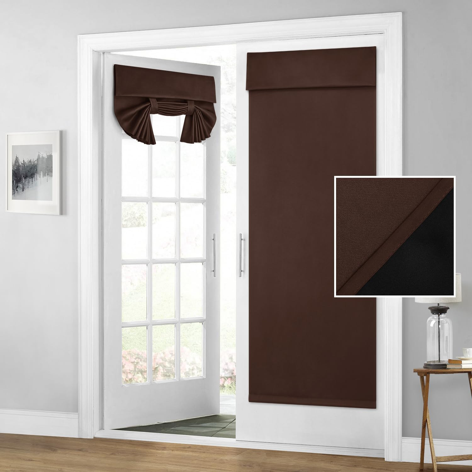 100% Blackout French Door Curtains, Privacy Door Curtains for Window, 26 X 68 In