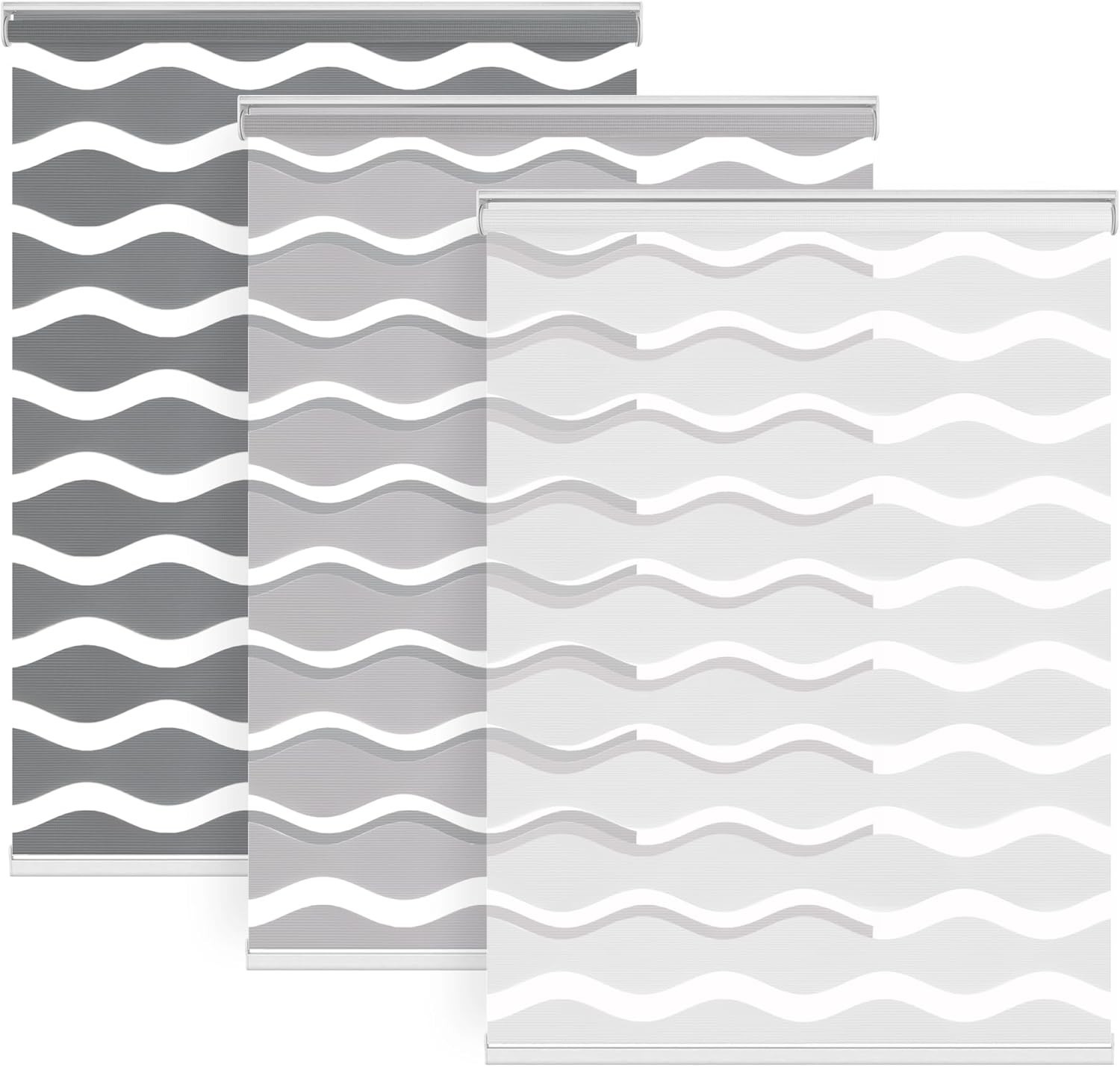 LazBlinds No Drill Cordless Zebra Blinds for Indoor Windows, Dual Layer Light Co