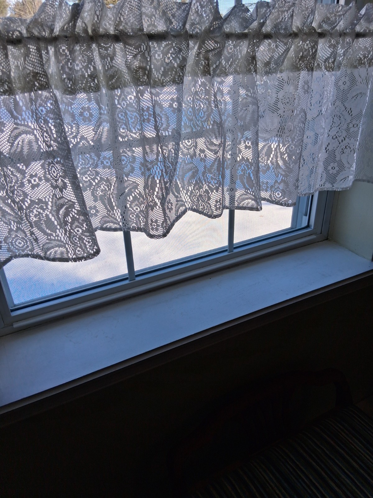 Lace Cafe Style Valance floral pattern White 58″w by 14″L 3″ rod pocket