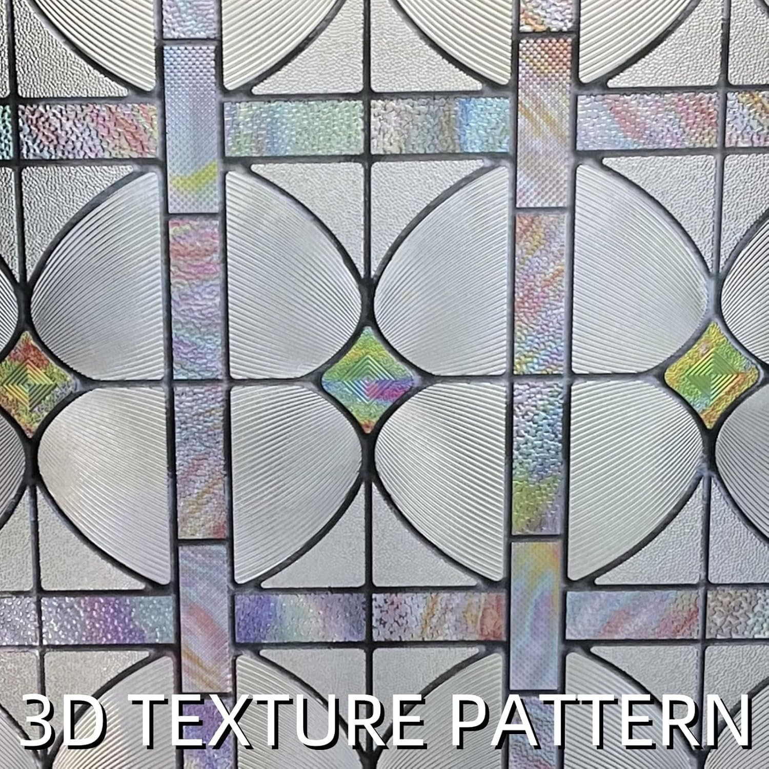 3D Stained Glass Window Film, Decorative Window Privacy Film for Bathroom,Front
