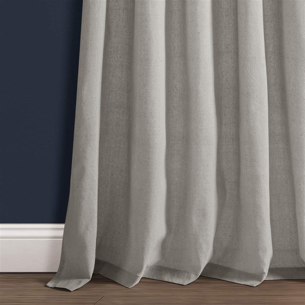 Lush Decor Burlap Knotted Tab-Top Window Curtain Panel Pair 45W X 84L Light Gray