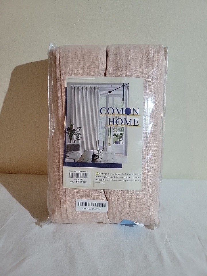 Comon Home Light Pink Linen Curtains. Large Full Length 40cm x 120cm x 2cm New
