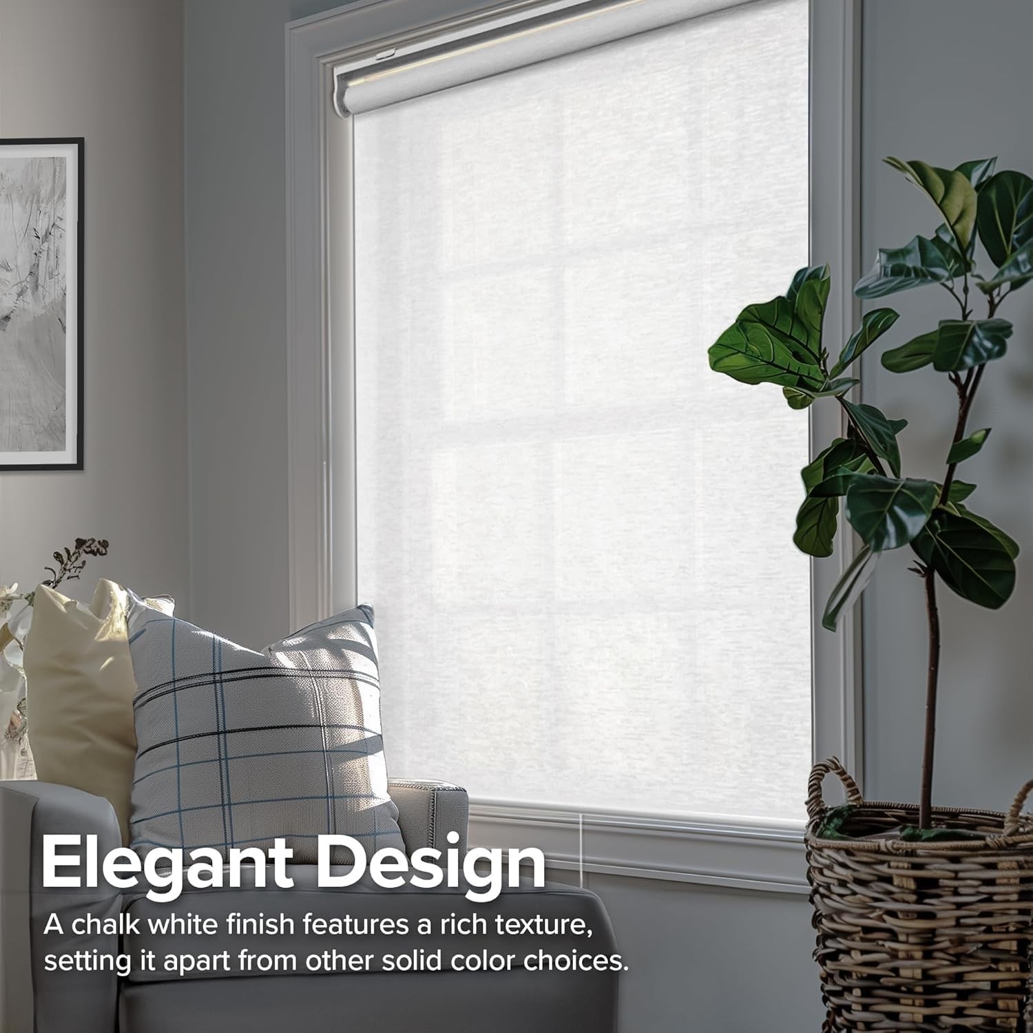 Cordless Roller Shades for Windows, Pull Down Window Blinds, Easy Install with