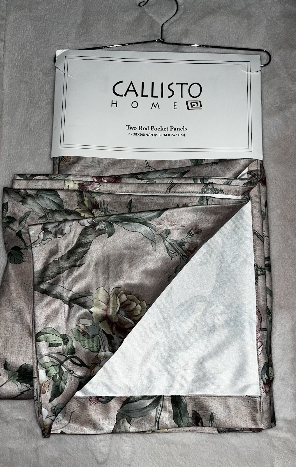 1-NWT CALLISTO HOME FLORAL PRINT BLUSH CURTAINS SET OF 2 PANELS SIZE 38”x 96”