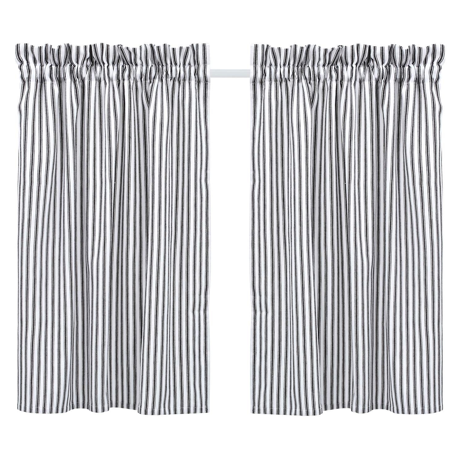 Black and White Ticking Stripe Cafe Curtains 28 Inches W x 36 Inches L Woven …