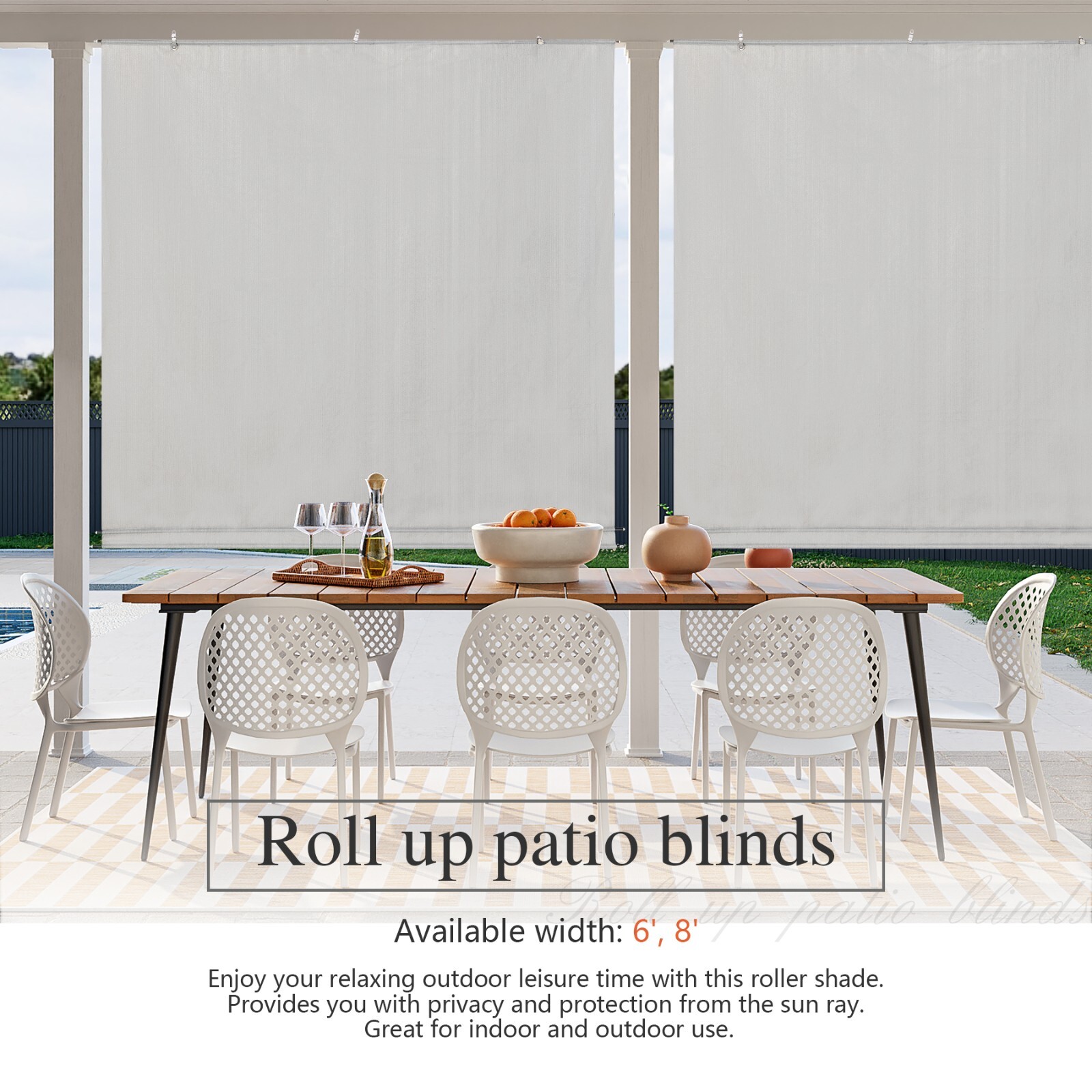 Roll Up Shade Roller Shade Blind for Outdoor Patio Porch Pergola Deck Office