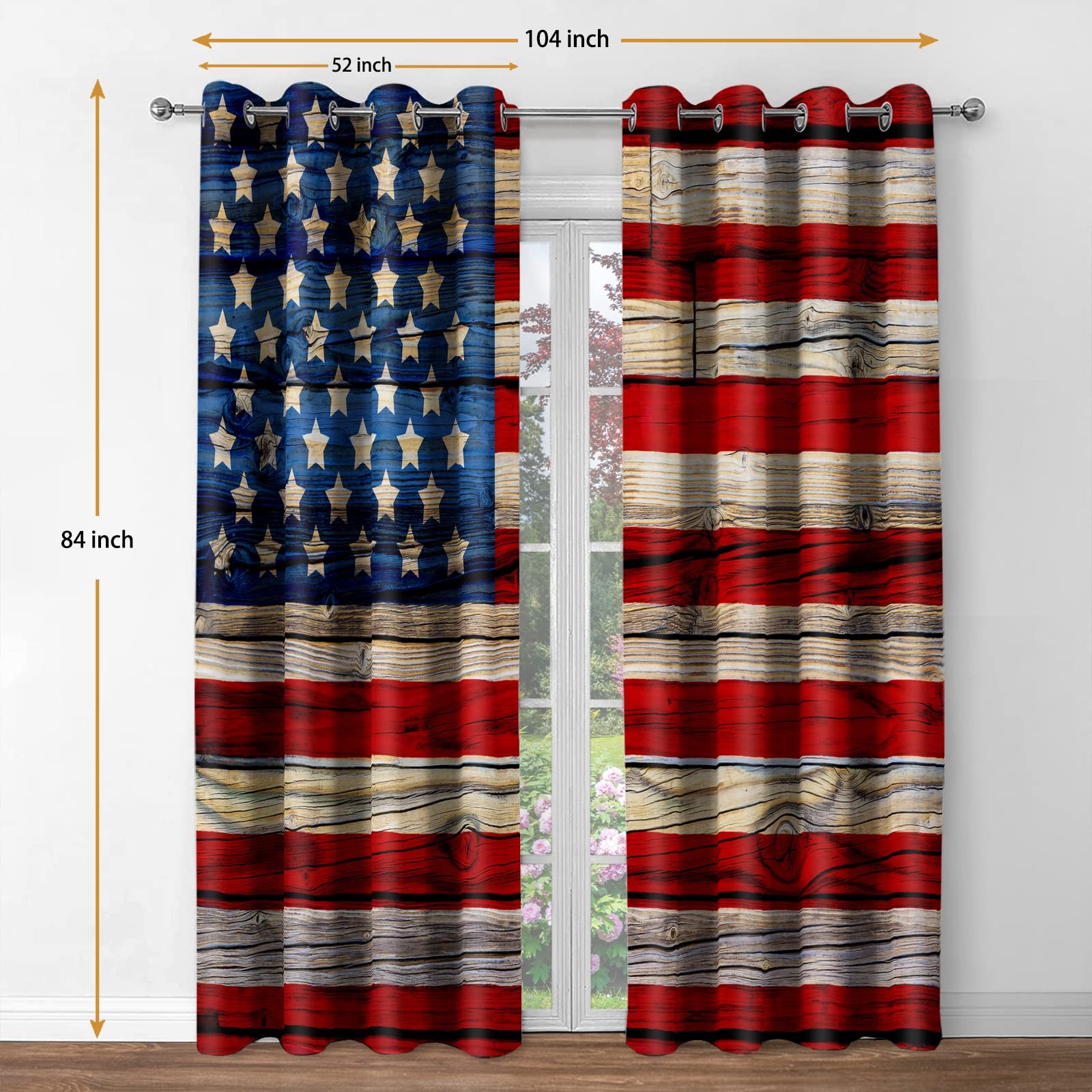 Jekeno American Flag Blackout Curtains United States Flag Independence Day Patri