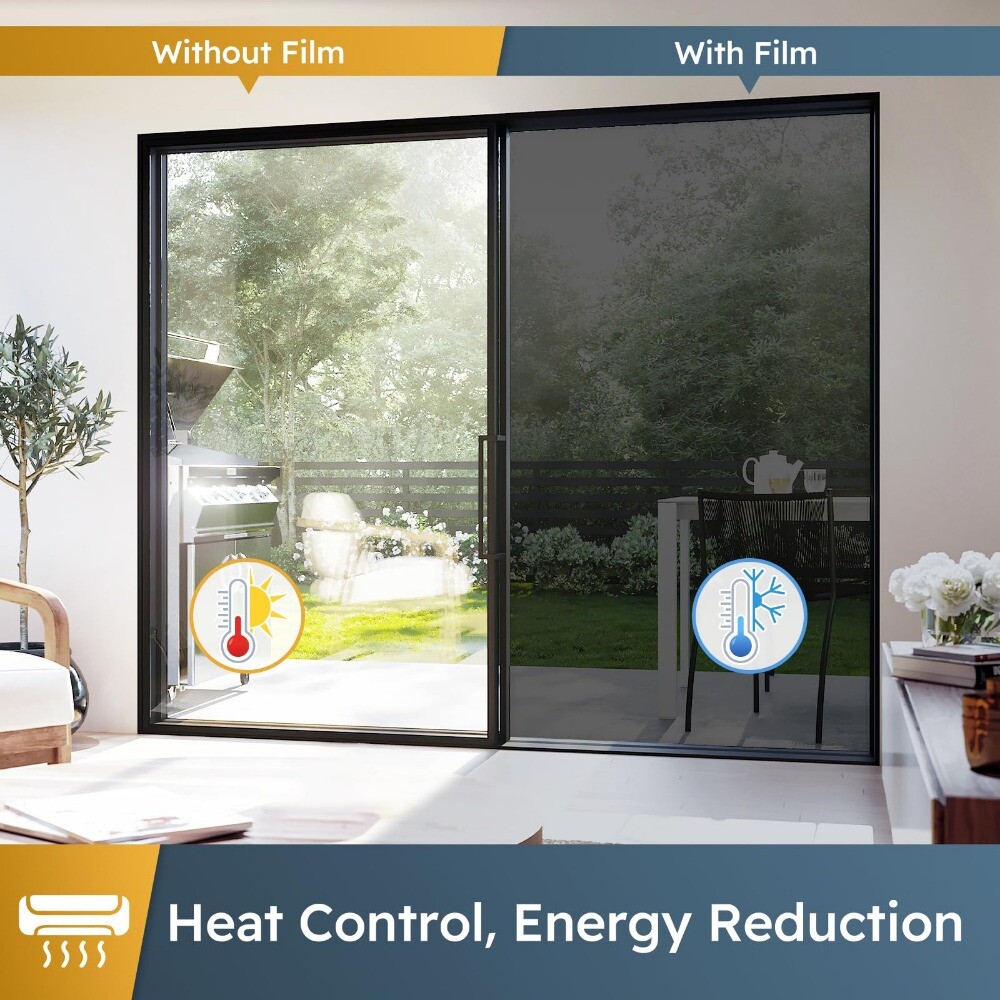 rabbitgoo One Way Mirror Window Film Heat Control Reflective Black Silver Tint