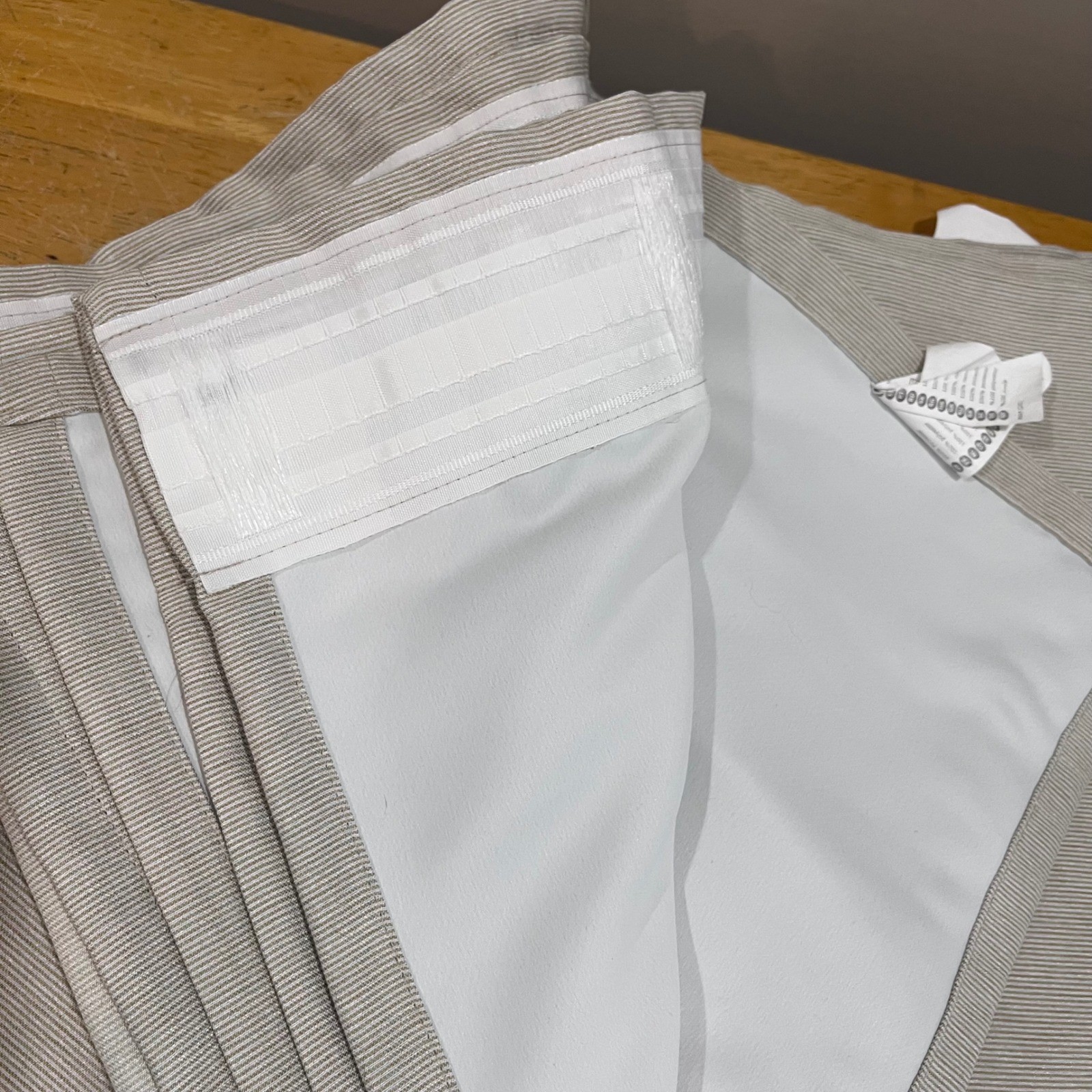 IKEA Vilborg Blackout Curtains Pair Beige White Striped 57×98 Modern Minimalist