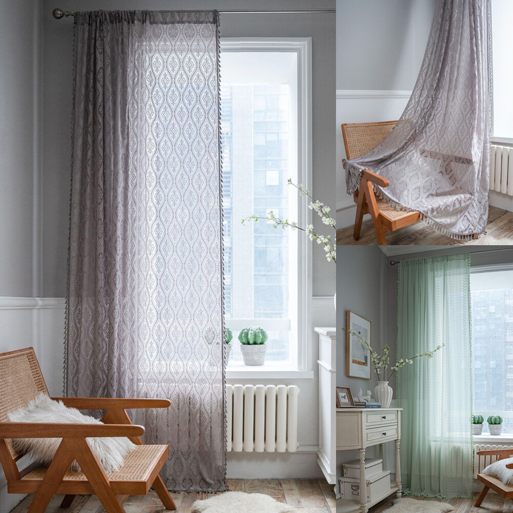 Crochet Transparent Hollowed Out Living Room Balcony Bedroom Window Drape Decor