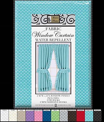 MOSAIC RUFFLED WINDOW CURTAIN WITH TIEBACKS & TIEBACK HOOKS 72″ WIDE X 54″ LONG