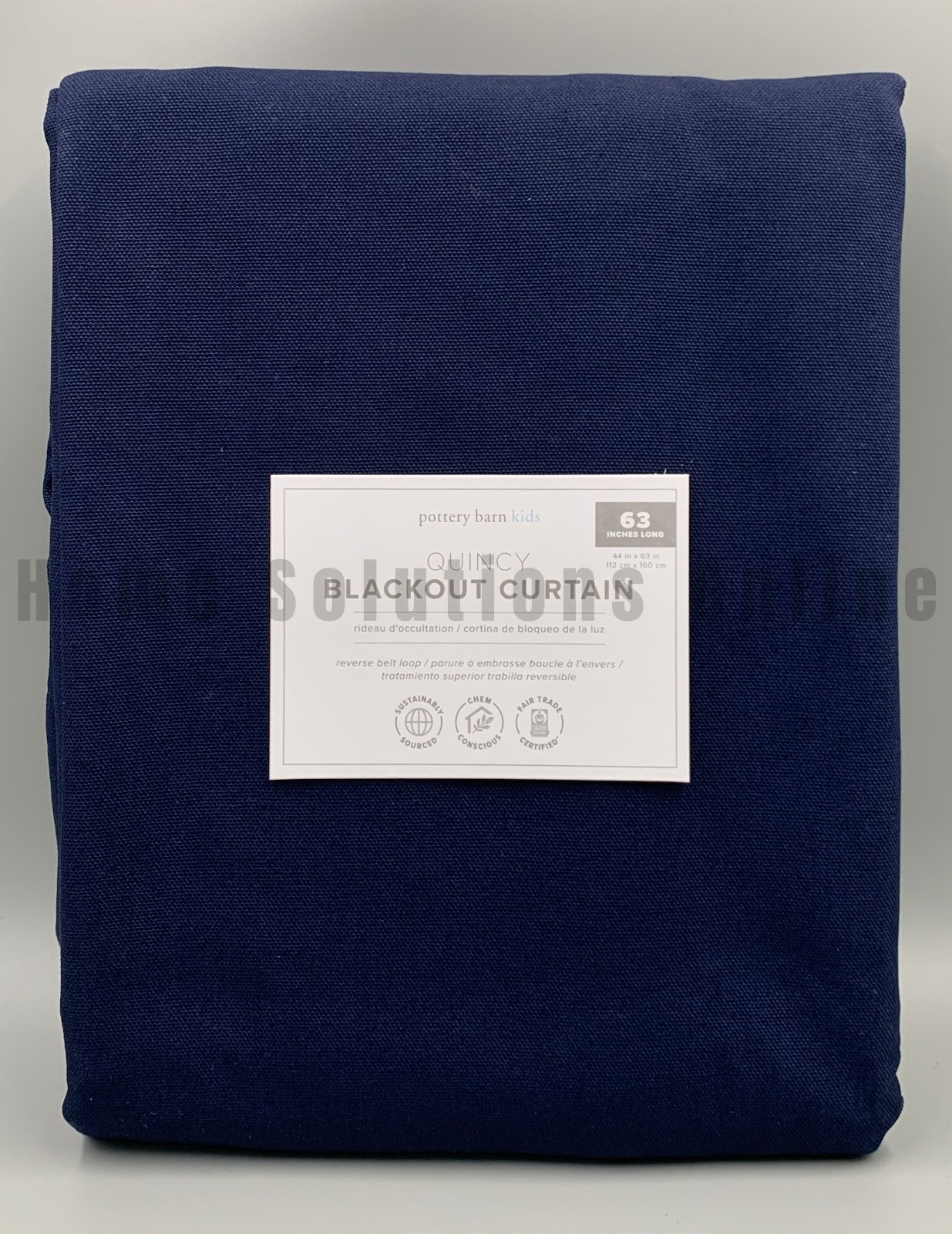 Pottery Barn Kids Quincy Cotton Canvas Blackout Curtain Navy 63″ #B4019