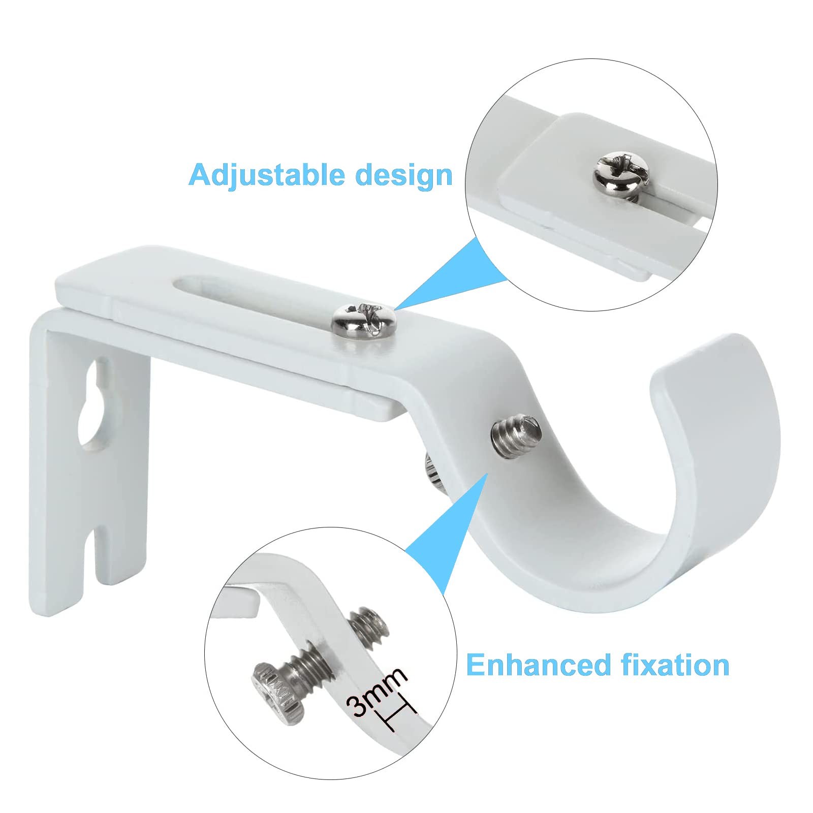 2PCS Adjustable Curtain Rod Brackets, Fits 7/8 inch or 1 inch Rods, Extendabl…