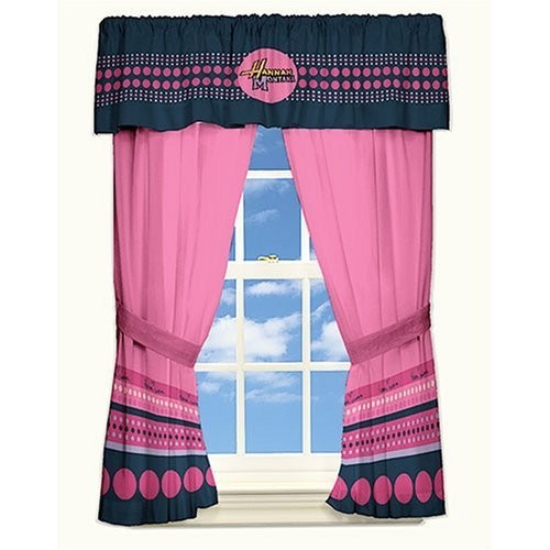 NEW~Disney Hannah Montana Window pink Panels / Curtains polka dots 82″W x 63″L