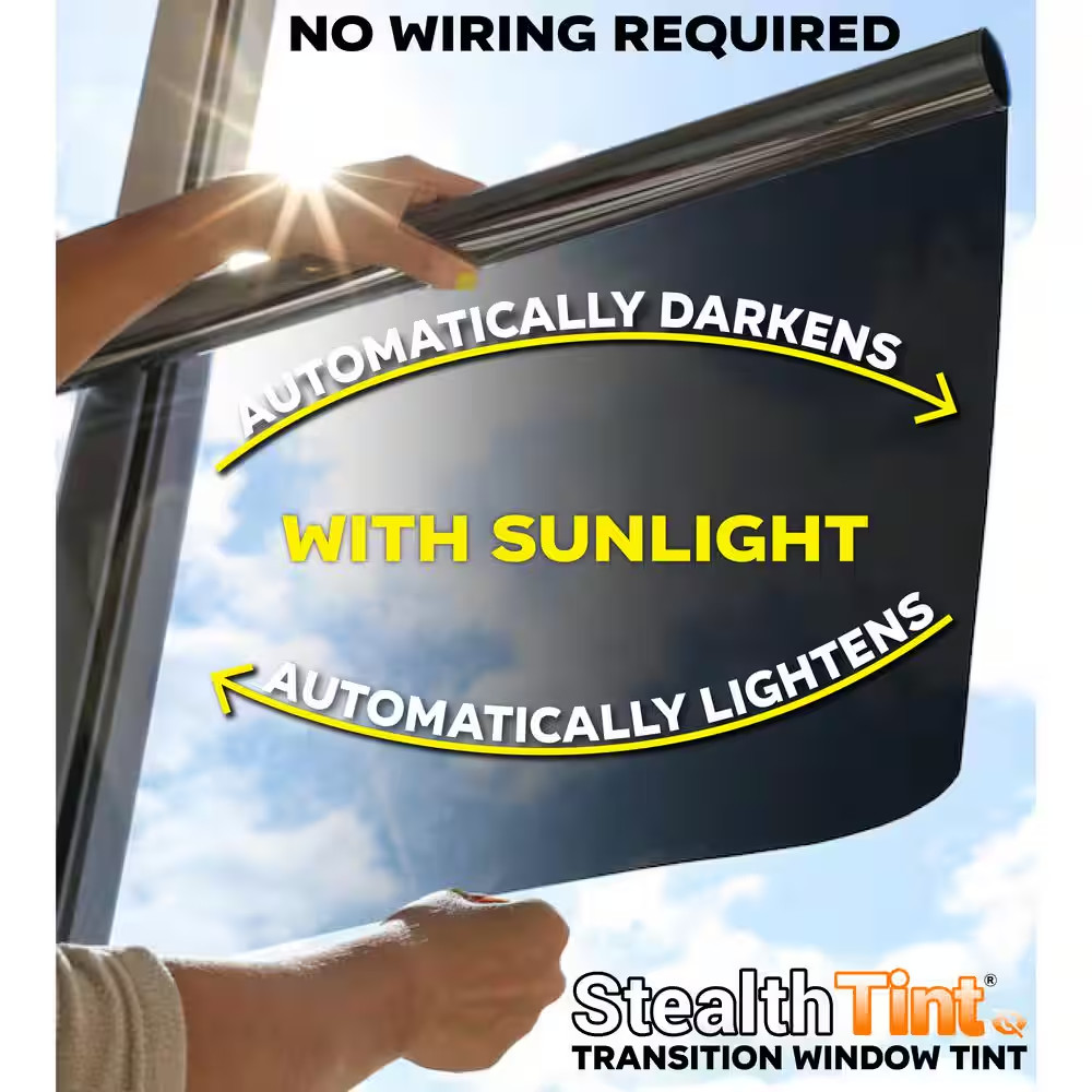 24 In. L X 12 In. W Sun-Activated Smart Film, Transition Window Smart Glass Tint
