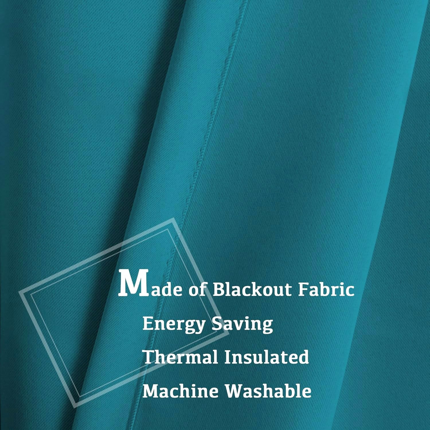 Teal Blackout Curtains Themal Insulated Grommet/Eyelet Top Blackout Curtain D…